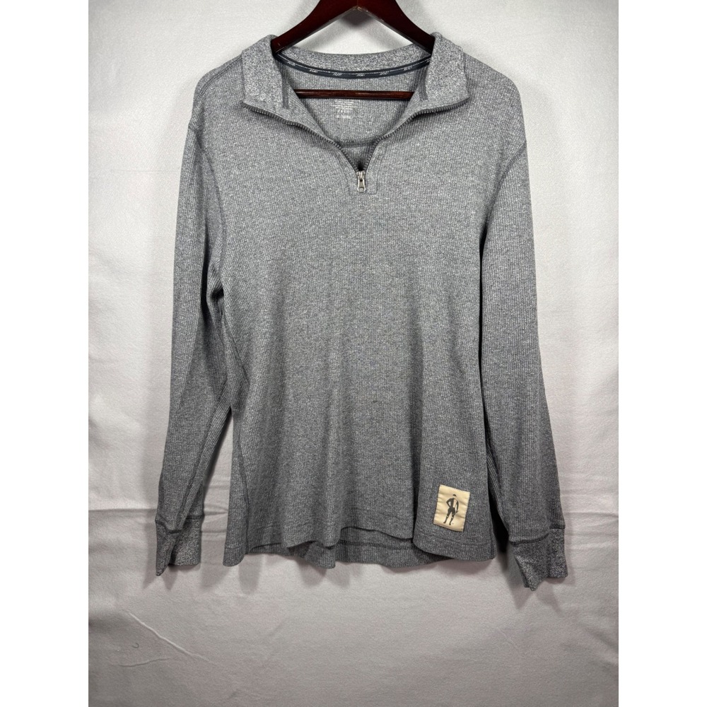 Jockey Mens Gray Waffle Knit Quarter Zip Pullover Long Sleeve Shirt Medium
